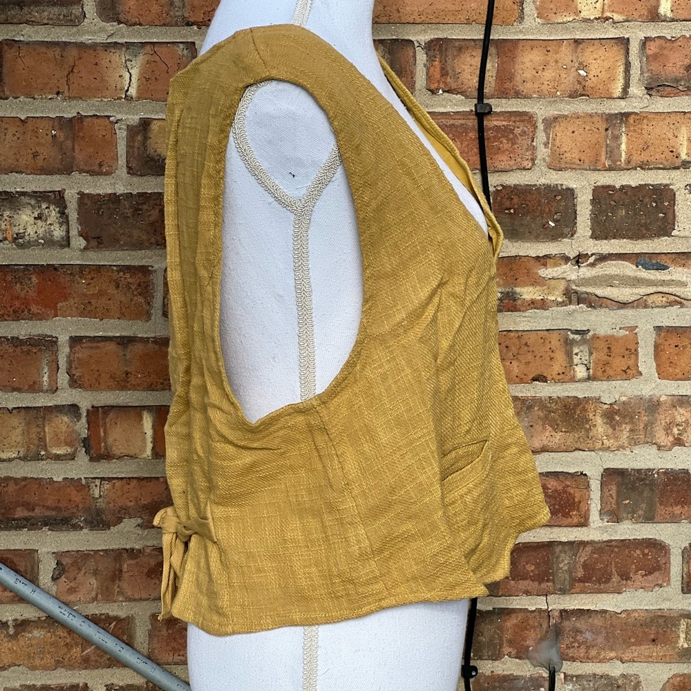 Free People Mustard Button-Front Vest - Picture 2 of 3